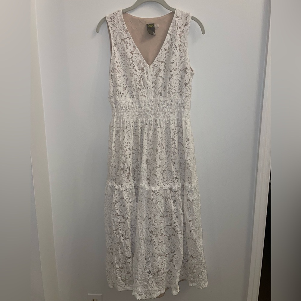 Classy Taylor Ivory Lace Midi Dress